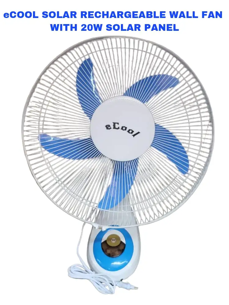 ECOOL SOLAR RECHARGEABLE WALL FAN + 24W SOLAR PANEL